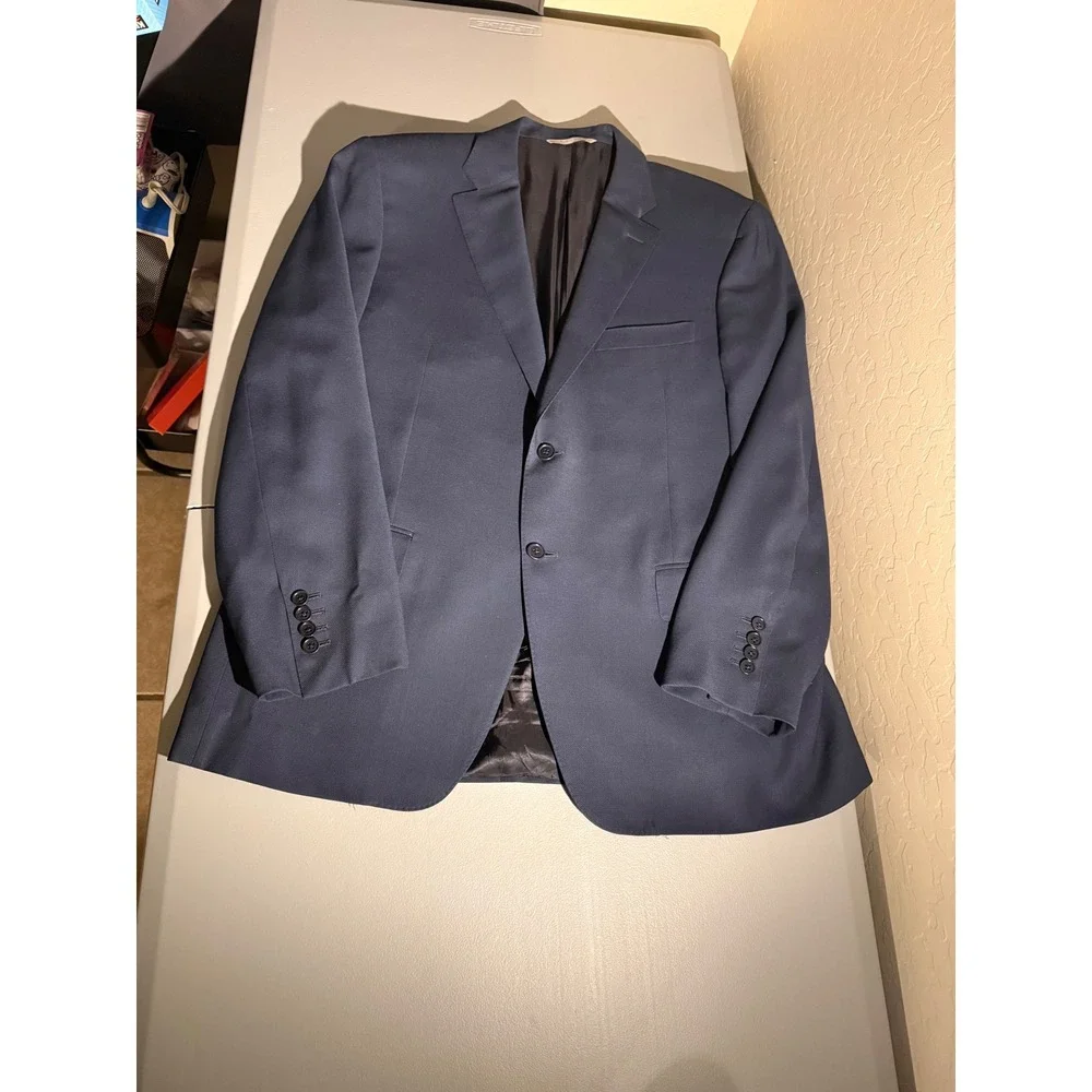 Canali 1934 Mens Navy Blue Wool Travel Water Resistant Blazer Sport Coat 54R IT